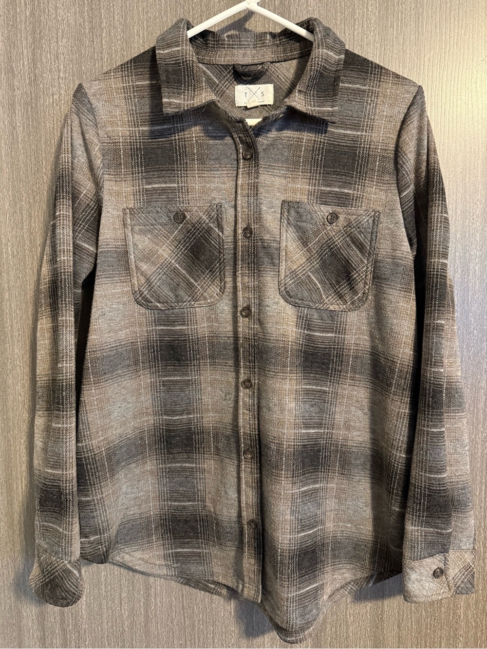 Thread & Supply Gray Plaid Button-Down Shirt